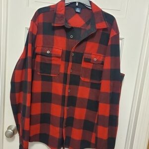 George Red & Black Plaid Flannel Shirt Size XL 46-48, Casual, Lumberjack